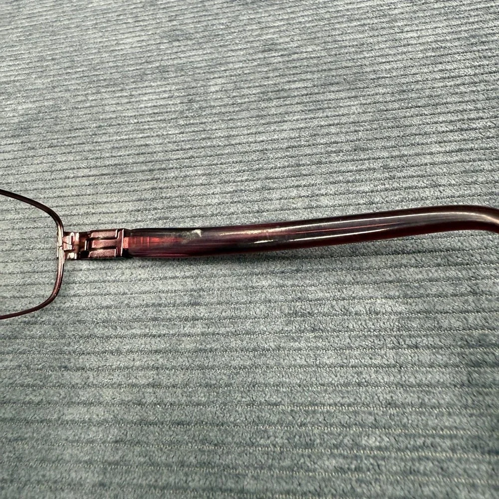 Revlon Burgundy Rectangular Eyeglass Frames Crystal Logo Accents Wine Red Metal